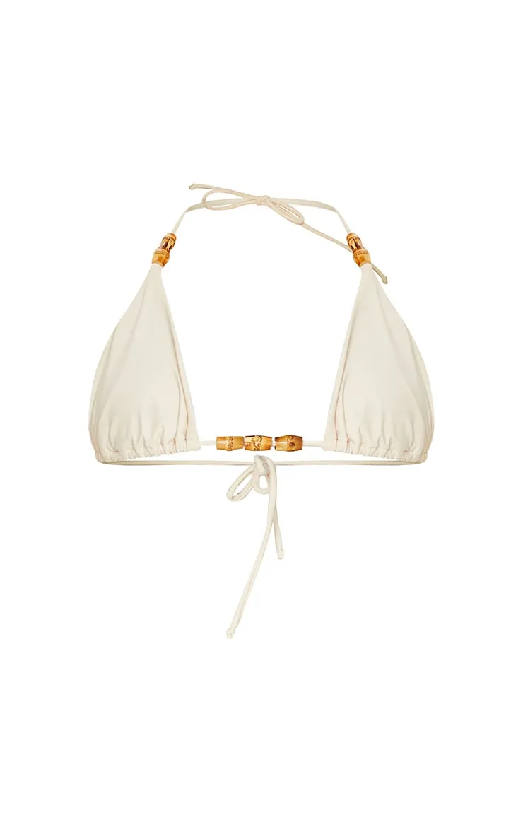 Sand Wooden Bead Triangle Bikini Top